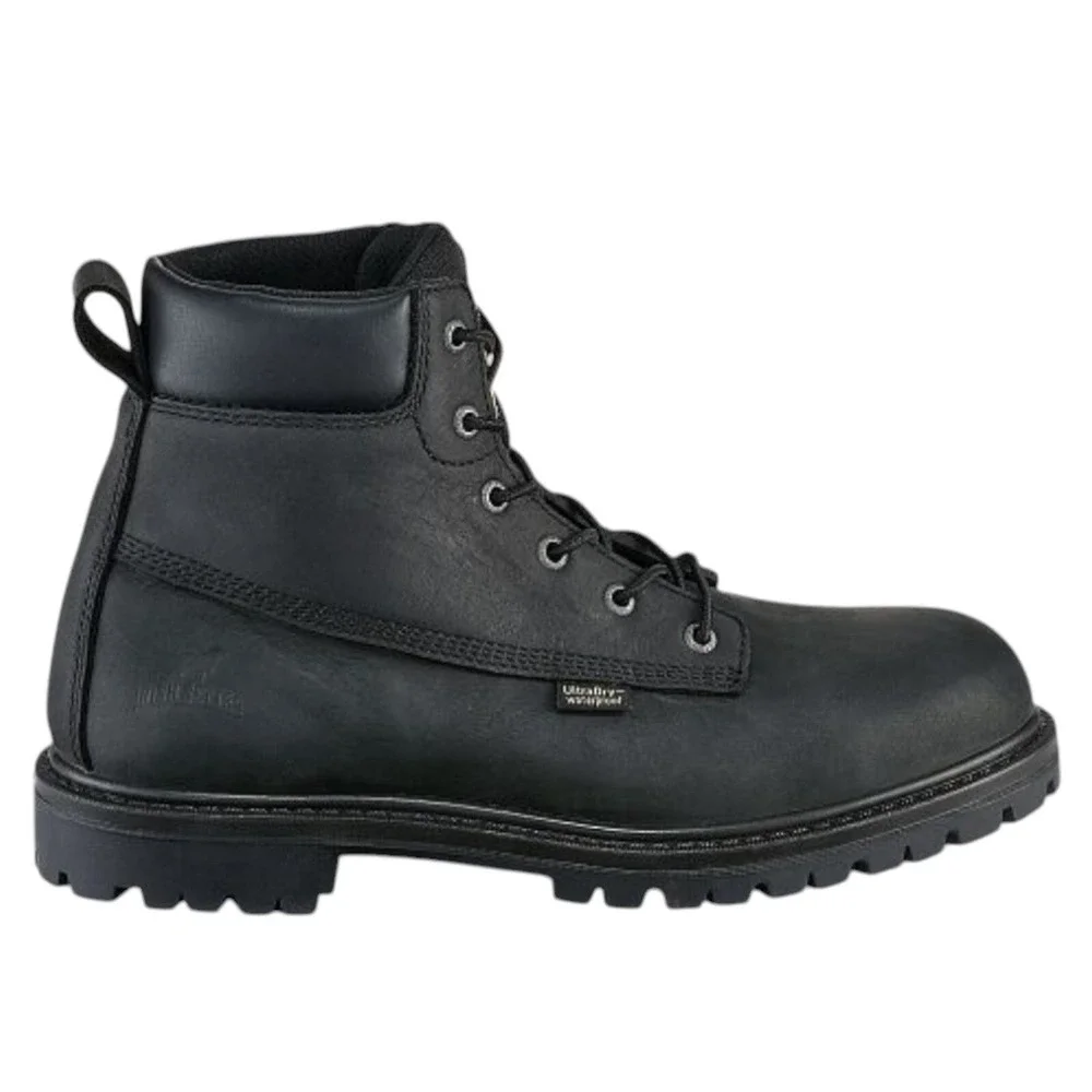 Red Wing Irish Setter Hopkins Black Waterproof Leather Safety Toe Boot Men 8 NEW